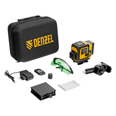 Лазерный уровень мультипризменный DENZEL DLV-360-3C, 30 м, зеленый луч, Li-Ion 2,4 Aч, кейс
