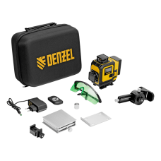 Лазерный уровень мультипризменный DENZEL DLV-360-4C, 30 м, зеленый луч, Li-Ion 2,4 Aч, кейс