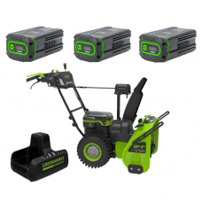 Снегоуборщик самоходный Greenworks GD82ST56 82V (61 см) бесщеточный аккумуляторный c тремя АКБ 8 Ач и двойным ЗУ Снегоуборщик самоходный Greenworks GD82ST56 82V (61 см) бесщеточный аккумуляторный c тремя АКБ 8 Ач и двойным ЗУ