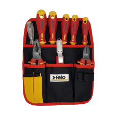 Набор диэлектрических отверток Felo Ergonic с диэлектрическими пасатижами, бокорезами, ножом для снятия изоляции и тестером сети, 9 шт 41399504 Набор диэлектрических отверток Felo Ergonic с диэлектрическими пасатижами, бокорезами, ножом для снятия изоляции и тестером сети, 9 шт 41399504