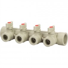 Коллектор Lammin с шаровыми кранами PPR 32 х 4 25/1 серый Коллектор Lammin с шаровыми кранами PPR 32 х 4 25/1 серый