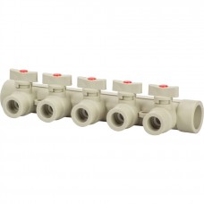 Коллектор Lammin с шаровыми кранами PPR 32 х 5 18/1 серый Коллектор Lammin с шаровыми кранами PPR 32 х 5 18/1 серый