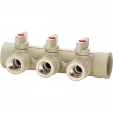 Коллектор Lammin с шаровыми кранами PPR ВР 32 х 1/2 х 3 12/1 серый Коллектор Lammin с шаровыми кранами PPR ВР 32 х 1/2 х 3 12/1 серый