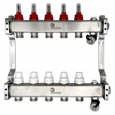 Коллектор Wester нерж. 1"-3/4 в сборе с расходомерами на 5 выходов, MUFS5134 Коллектор Wester нерж. 1"-3/4 в сборе с расходомерами на 5 выходов, MUFS5134