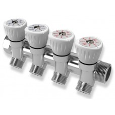 Коллектор с регулировочными вентилями 3/4"×1/2", 4 выхода Коллектор с регулировочными вентилями 3/4"×1/2", 4 выхода