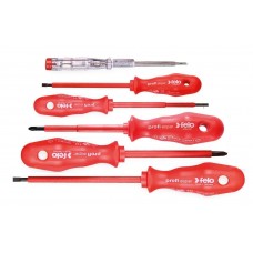 Набор отверток Felo диэлектрических (SL/PH, тестер напряжения сети), 6 шт 61396298 Набор отверток Felo диэлектрических (SL/PH, тестер напряжения сети), 6 шт 61396298