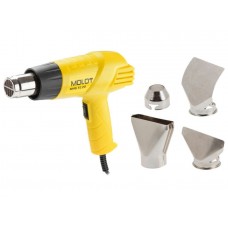 Термовоздуходувка MOLOT MHG 5120 в кор. + набор сопл 2000 Вт, 2 скор., 350-550 °С
(2000 Вт, 2 скор., 350-550 °С, ступенч. рег., 300-500 л/мин)
