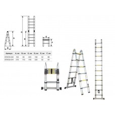 Лестница телескопическая двухсекц. алюм. 220/440см 16,5кг STARTUL (ST9723-044) Лестница телескопическая двухсекц. алюм. 220/440см 16,5кг STARTUL (ST9723-044)