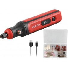 Аккум. гравер WORTEX MG 1415 ELi в кор.+ аксессуары
(4 В, 1,5 А/ч, 5000 - 18000 об/мин, цанга 3,2 мм + аксессуары 75 шт.)