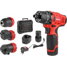 Аккум. дрель-шуруповерт WORTEX BD 1215 LiSET в чем. + 2 угловые насадки
(Быстросъемный патрон, шурупы до 6 мм)