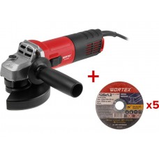 Одноручная углошлифмашина WORTEX AG 1209-3 в кор. 900 Вт, 125 мм, 11000 об/мин
(Пылезащита, шариковые подшипники, 5 отрезных кругов в ПОДАРОК!)
