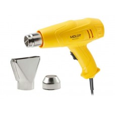 Термовоздуходувка MOLOT MHG 6020-1 в кор. + набор сопл 2000 Вт, 2 скор., 350-600 °С
(2000 Вт, 2 скор., 350-600 °С. cтупенч. рег., 300-500 л/мин)