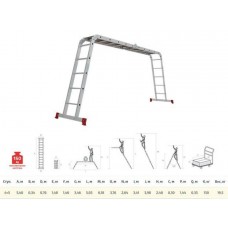 Лестница алюм. многофункц. трансформер 4х5 ступ. с настилом, 19.9кг NV233 Новая высота
(Максимальная нагрузка - 150 кг) Лестница алюм. многофункц. трансформер 4х5 ступ. с настилом, 19.9кг NV233 Новая высота
(Максимальная нагрузка - 150 кг)