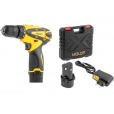 Аккум. дрель-шуруповерт MOLOT MBD 1215 DLi в чем. 12В, 2 акк., 1.5 А/ч Li-Ion, 2 скор., 25 Нм
(12В, 2 акк., 1.5 А/ч Li-Ion, 2 скор., 25 Нм, шурупы до 6 мм)
