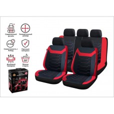 Чехлы на сиденья автомобиля универсальные, полиэстер, черно-красные, ARIZONE Чехлы на сиденья автомобиля универсальные, полиэстер, черно-красные, ARIZONE