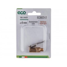 Наконечник для подкачки шин (резьба 8 мм, клапан сброса давления, латунь) ECO Наконечник для подкачки шин (резьба 8 мм, клапан сброса давления, латунь) ECO