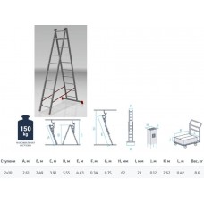 Лестница алюм. 2-х секц. 249/443см 2х10 ступ., 8,6кг PRO STARTUL (ST9946-10) Лестница алюм. 2-х секц. 249/443см 2х10 ступ., 8,6кг PRO STARTUL (ST9946-10)