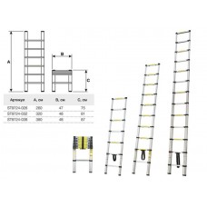 Лестница телескопическая односекц. алюм. 380см 10,2кг STARTUL (ST9724-038) Лестница телескопическая односекц. алюм. 380см 10,2кг STARTUL (ST9724-038)