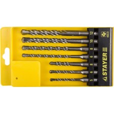 STAYER 7 шт.: 5,6,8,10,12 мм, двурезцовый, SDS-Plus, набор буров по бетону 2930-H7 STAYER 7 шт.: 5,6,8,10,12 мм, двурезцовый, SDS-Plus, набор буров по бетону 2930-H7