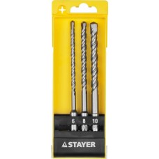 STAYER 3 шт: 6, 8, 10 мм, SDS-plus, набор буров 29250-H3 STAYER 3 шт: 6, 8, 10 мм, SDS-plus, набор буров 29250-H3