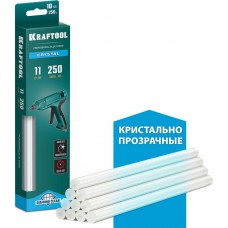 KRAFTOOL 10 шт., 250 г, 11 x 250 мм (11-12 мм), кристально прозрачные, клеевые стержни 06846-10 KRAFTOOL 10 шт., 250 г, 11 x 250 мм (11-12 мм), кристально прозрачные, клеевые стержни 06846-10