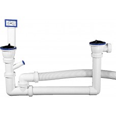 ЗУБР для двухместной мойки, выпуск - нержавеющая чашка, перелив, отвод для стиральной машины, сифон 51867-2 ЗУБР для двухместной мойки, выпуск - нержавеющая чашка, перелив, отвод для стиральной машины, сифон 51867-2