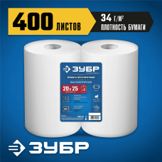 ЗУБР 20х25 см, протирочная бумага 2х слойная в рулоне, 400 листов. 2 рулона (12822-20) ЗУБР 20х25 см, протирочная бумага 2х слойная в рулоне, 400 листов. 2 рулона (12822-20)