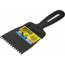 STAYER 100 мм, нержавеющая полотно, пластмассовая рукоятка, шпатель зубчатый 1009-10-04 STAYER 100 мм, нержавеющая полотно, пластмассовая рукоятка, шпатель зубчатый 1009-10-04