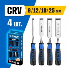 ЗУБР 4 шт, 6/12/18/25 мм, набор стамесок 18097-H4 Профессионал ЗУБР 4 шт, 6/12/18/25 мм, набор стамесок 18097-H4 Профессионал