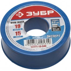ЗУБР толщина 0,2 мм, плотность 0,40 г/см3, ширина 19 мм, фум лента 12371-19-040 ЗУБР толщина 0,2 мм, плотность 0,40 г/см3, ширина 19 мм, фум лента 12371-19-040