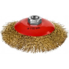 MIRAX Ø 115 мм, витая стальная латунированная проволока 0,3 мм, щетка коническая для УШМ 35143-115 MIRAX Ø 115 мм, витая стальная латунированная проволока 0,3 мм, щетка коническая для УШМ 35143-115