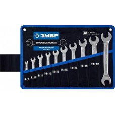 ЗУБР 10 шт, 6 - 24 мм, набор ключей гаечных рожковых 27010-H10_z01 ЗУБР 10 шт, 6 - 24 мм, набор ключей гаечных рожковых 27010-H10_z01