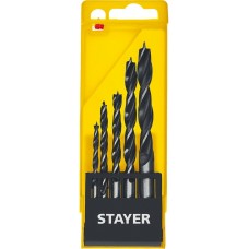 STAYER 5 шт., Ø 4-5-6-8-10 мм, набор спиральных сверл по дереву "M-type" 2942-H5_z02 Professional STAYER 5 шт., Ø 4-5-6-8-10 мм, набор спиральных сверл по дереву "M-type" 2942-H5_z02 Professional