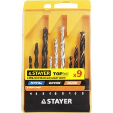 STAYER 9 шт., комбинированный набор сверл 29720-H9 STAYER 9 шт., комбинированный набор сверл 29720-H9