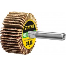 STAYER P100, 30х15 мм, круг шлифовальный лепестковый на шпильке 36606-100 STAYER P100, 30х15 мм, круг шлифовальный лепестковый на шпильке 36606-100