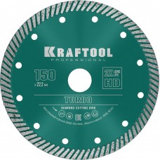 KRAFTOOL Ø 150Х22.2 мм, алмазный, сегментный, по армированному бетону, кирпичу диск отрезной TURBO 36682-150