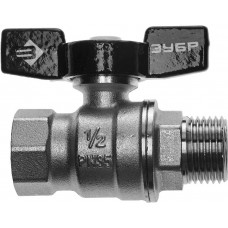 ЗУБР Ø 1/2", ручка "бабочка", кран шаровой полнопроходной "мама-папа" 4-51324-C-1/2 ЗУБР Ø 1/2", ручка "бабочка", кран шаровой полнопроходной "мама-папа" 4-51324-C-1/2
