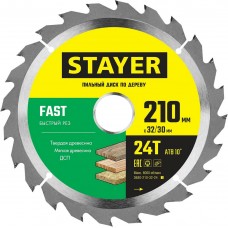 STAYER FAST 210 x 32/30мм 24Т, диск пильный по дереву, быстрый рез STAYER FAST 210 x 32/30мм 24Т, диск пильный по дереву, быстрый рез