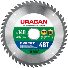 URAGAN Expert 140х20/16мм 48Т, диск пильный по дереву URAGAN Expert 140х20/16мм 48Т, диск пильный по дереву