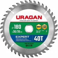 URAGAN Expert 180х30/20мм 40Т, диск пильный по дереву URAGAN Expert 180х30/20мм 40Т, диск пильный по дереву