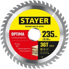 STAYER OPTIMA 235 x 32/30мм 36Т, диск пильный по дереву, оптимальный рез STAYER OPTIMA 235 x 32/30мм 36Т, диск пильный по дереву, оптимальный рез