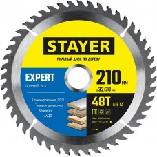 STAYER EXPERT 210 x 32/30мм 48Т, диск пильный по дереву, точный рез STAYER EXPERT 210 x 32/30мм 48Т, диск пильный по дереву, точный рез