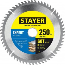 STAYER EXPERT 250 x 32/30мм 60Т, диск пильный по дереву, точный рез STAYER EXPERT 250 x 32/30мм 60Т, диск пильный по дереву, точный рез