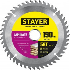STAYER LAMINATE 190 x 30/20мм 56T, диск пильный по ламинату, аккуратный рез STAYER LAMINATE 190 x 30/20мм 56T, диск пильный по ламинату, аккуратный рез