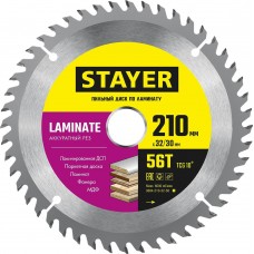 STAYER LAMINATE 210 x 32/30мм 56Т, диск пильный по ламинату, аккуратный рез STAYER LAMINATE 210 x 32/30мм 56Т, диск пильный по ламинату, аккуратный рез