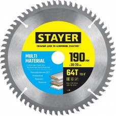 STAYER 190 х 30/20 мм, 64Т, диск пильный по алюминию MULTI MATERIAL 3685-190-30-64 STAYER 190 х 30/20 мм, 64Т, диск пильный по алюминию MULTI MATERIAL 3685-190-30-64