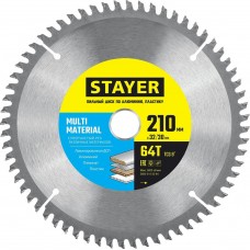 STAYER 210 х 32/30 мм, 64Т, диск пильный по алюминию MULTI MATERIAL 3685-210-32-64 STAYER 210 х 32/30 мм, 64Т, диск пильный по алюминию MULTI MATERIAL 3685-210-32-64