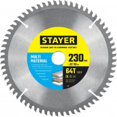 STAYER 230 х 32/30 мм, 64Т, диск пильный по алюминию MULTI MATERIAL 3685-230-32-64 STAYER 230 х 32/30 мм, 64Т, диск пильный по алюминию MULTI MATERIAL 3685-230-32-64