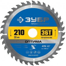 ЗУБР Оптима 210 x 30мм 36Т, диск пильный по дереву ЗУБР Оптима 210 x 30мм 36Т, диск пильный по дереву