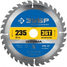 ЗУБР Оптима 235 x 30мм 36Т, диск пильный по дереву ЗУБР Оптима 235 x 30мм 36Т, диск пильный по дереву